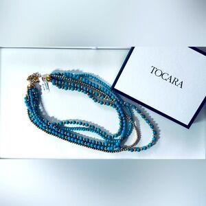 Tocara Pana Turquoise and Gold Beaded Necklace - New